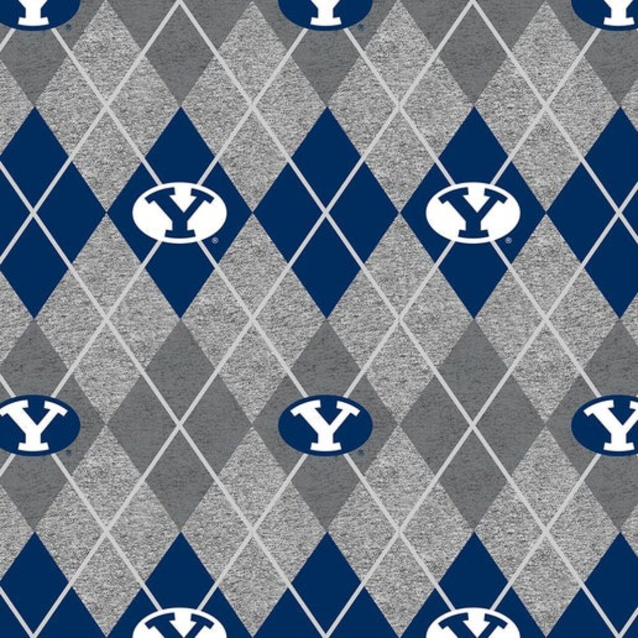Licensed NCAA Brigham Young University Heather Argyle Fleece BYU-1148 Fabric by the Yard